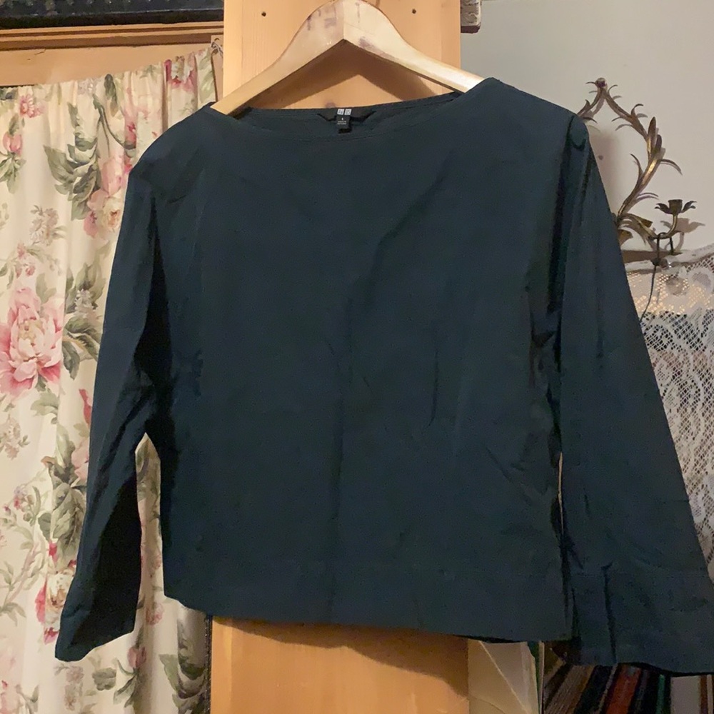 Uniqlo Crisp Poplin Cropped Boxy Top